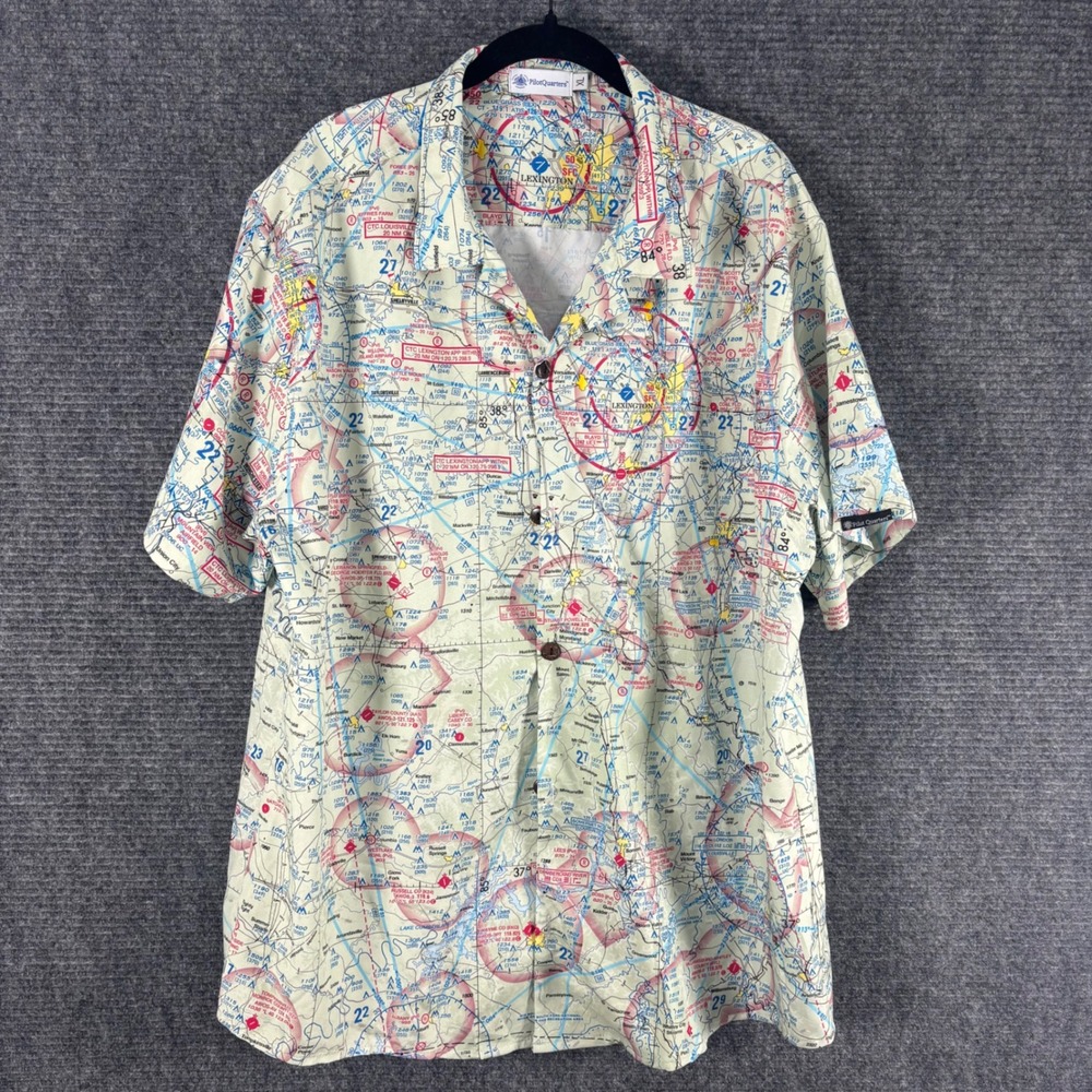 Pilot Quarters Aviation Map Kentucky Shirt Mens XL Multi NEW Airplane Gorpcore